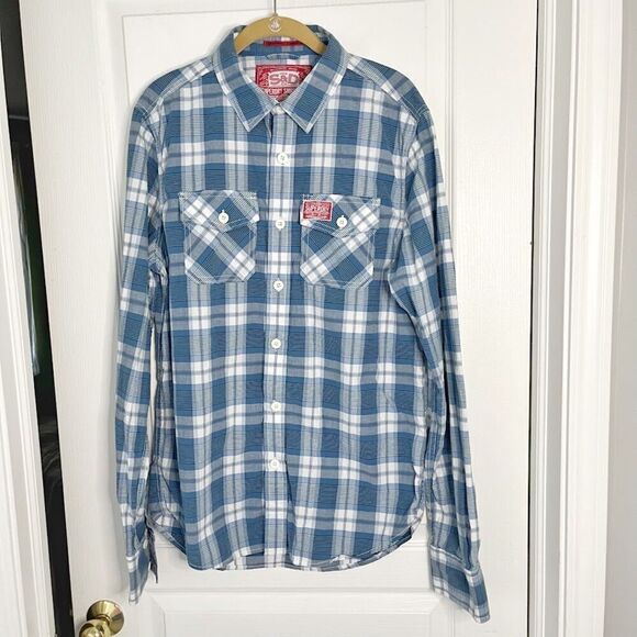 Superdry NWT Western Cowboy Country Farmer Cotton Check Collared Button Shirt - Picture 1 of 16
